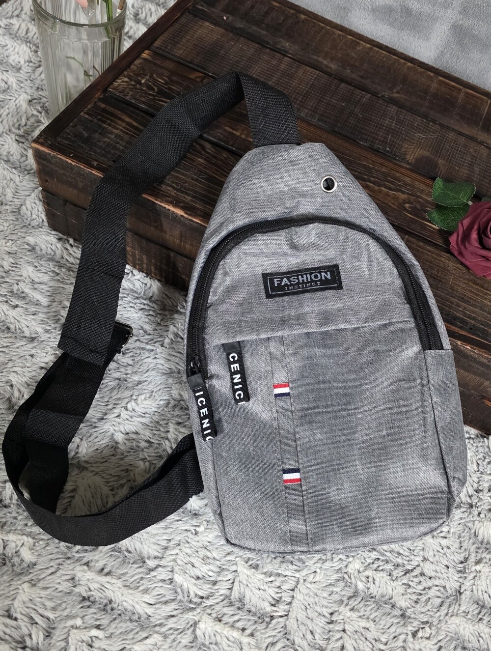 Fashion Instinct Gray Sling Bag Lightweight Travel Packable Purse